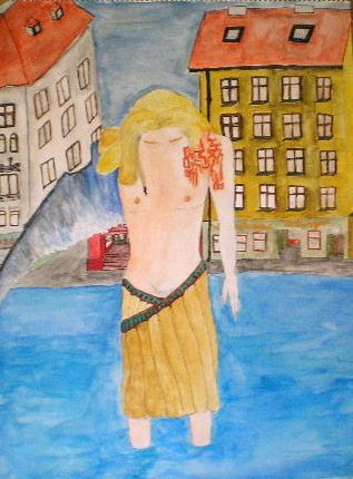 Frhwerk "Selbstbild" 1963, 50x30 cm, Guache auf Papier