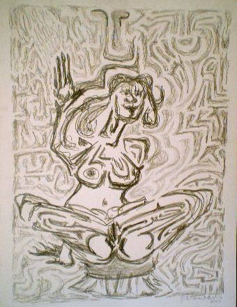 Grafik "Die Einladung" 2001, 90x60 cm, Graphit auf Karton