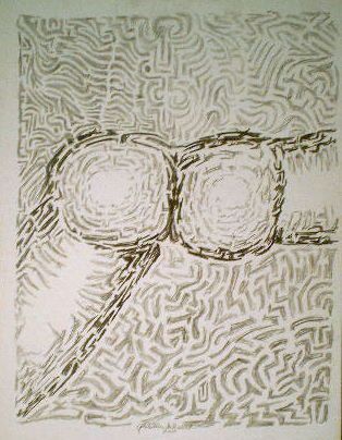 Grafik "Ornamentales Ges" 2001, 90x60 cm, Graphit auf Karton