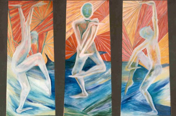 Malerei "Tai Chi Tryptichon" 1992, 190x240 cm, Öl auf Leinwand