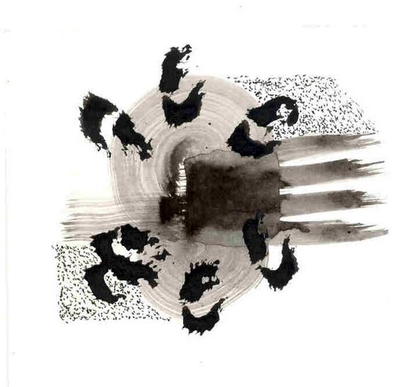 Malerei - "Taifun" 2002, 8x8 cm, Tusche auf Karton