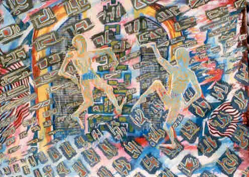 Malerei "Disco" 1991, 400x230 cm, Secco Wandbild