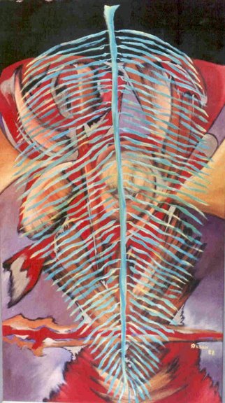 Malerei "Der dünne Frieden" 1989, 140x80 cm, Öl auf Leinwand