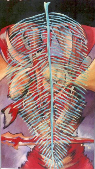 Malerei "Der dnne Frieden" 1989, 140x80 cm, l auf Leinwand