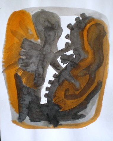Malerei "Friedrichs Kampf" 1999, 50x30 cm, Guache auf Papier