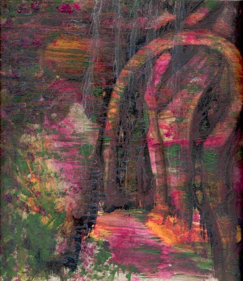 Malerei "Underwater Sunset" 2005, 50x50 cm, Mischtechnik auf Papier