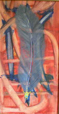 Malerei "Edelfeder" 2004, 120x50 cm, Mischtechnik auf Leinwand