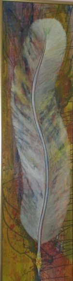 Malerei "Edelfeder 5" 2004, 210x40 cm, Mischtechnik auf Leinwand