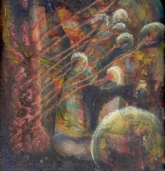 Malerei "Sperm-Walking" 2005, 50x50 cm, Mischtechnik auf Papier