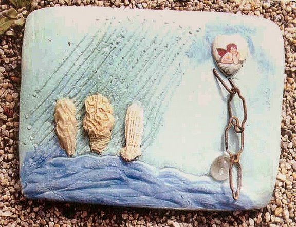 Skulptur - Relief "Romantisch" fr Alfred Wall, 1992, 50x60 cm
